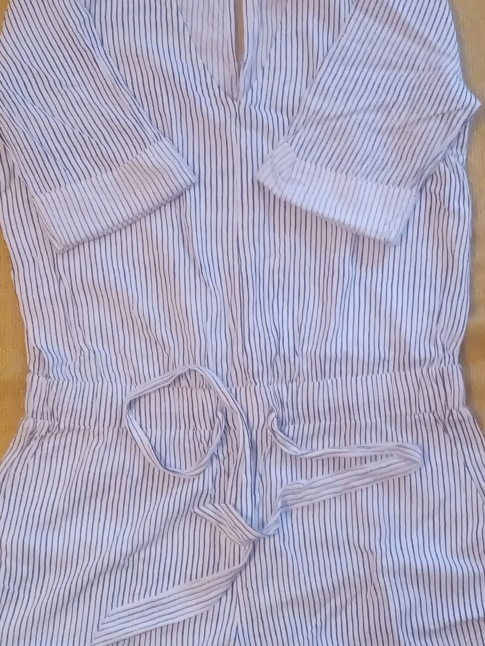BCBGMaxAzria Light Blue and White Striped Jumpsuit